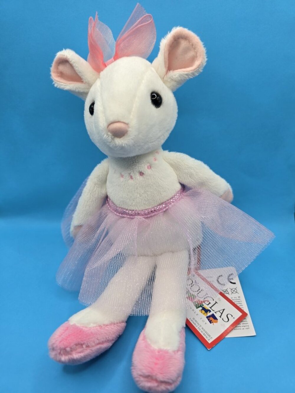 Douglas Petunia Ballerina Mouse Plush Stuffed Animal White Pink Tutu Bow 9" NWT